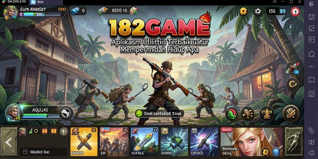 Tampilan utama 182GAME dengan fitur utilitas lengkap.