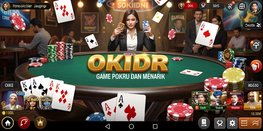 Screenshot utama OKIDR menampilkan gameplay seru Poker.