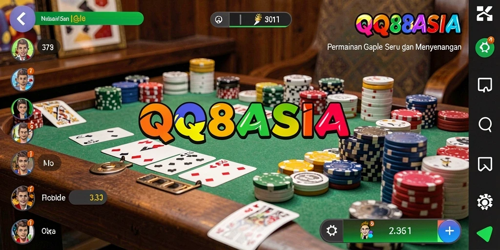 Tampilan gameplay QQ88ASIA yang menasyikan saat bermain Gaple.
