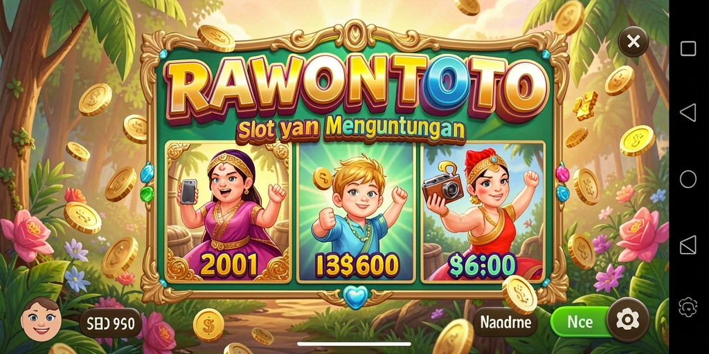Tampilan gameplay menarik dari RAWONTOTO yang penuh warna.
